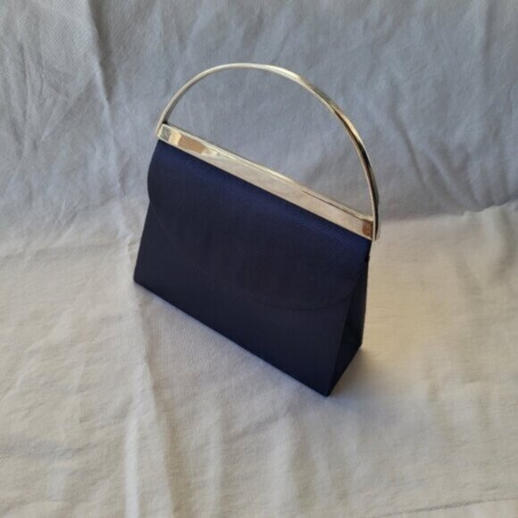Vintage Blue Satin Mini Handbag - Picture 3 of 11